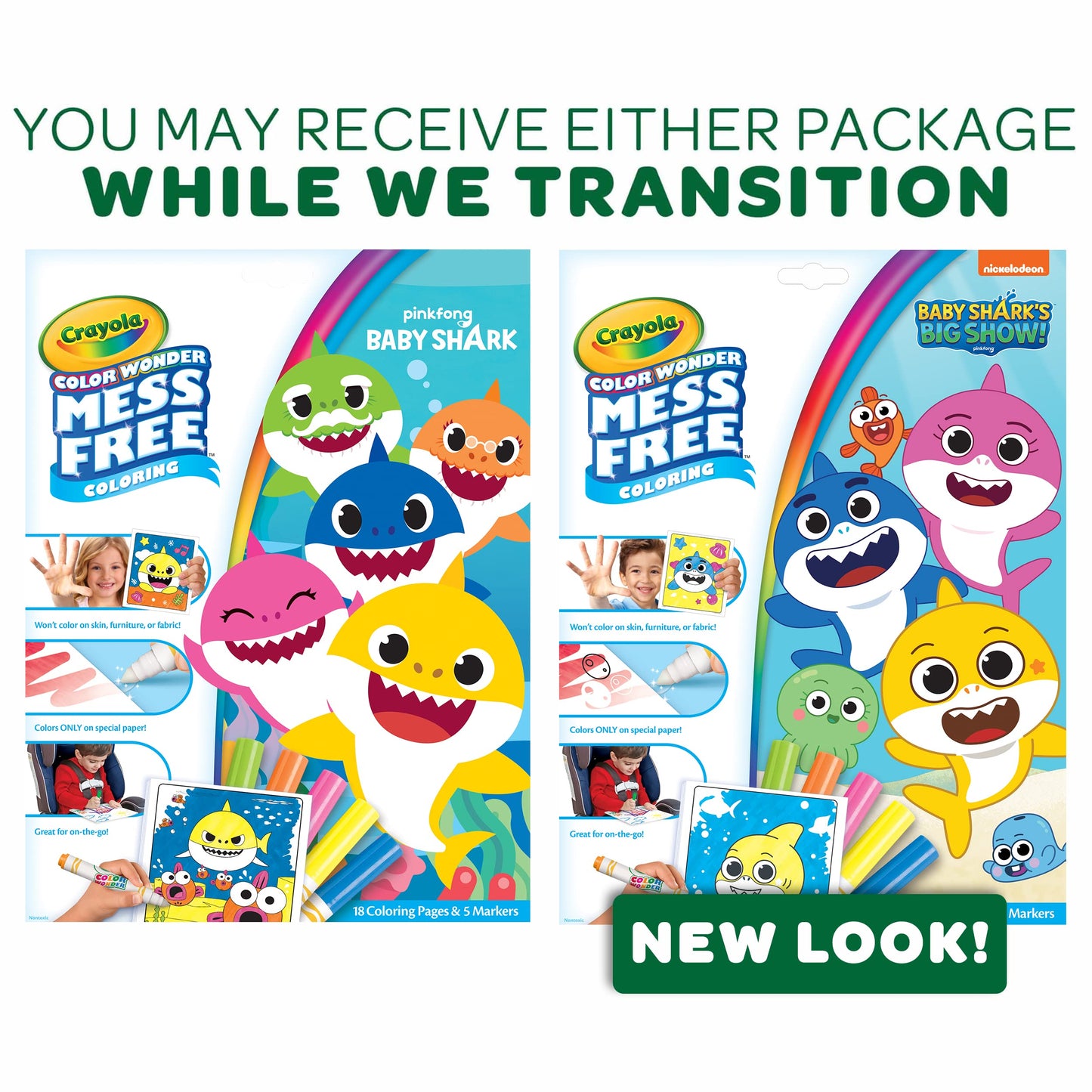 Crayola Baby Shark Color Wonder Pages, Mess Free Coloring for Toddlers, Coloring Activity, Travel Activities, Toddler Toys & Gif