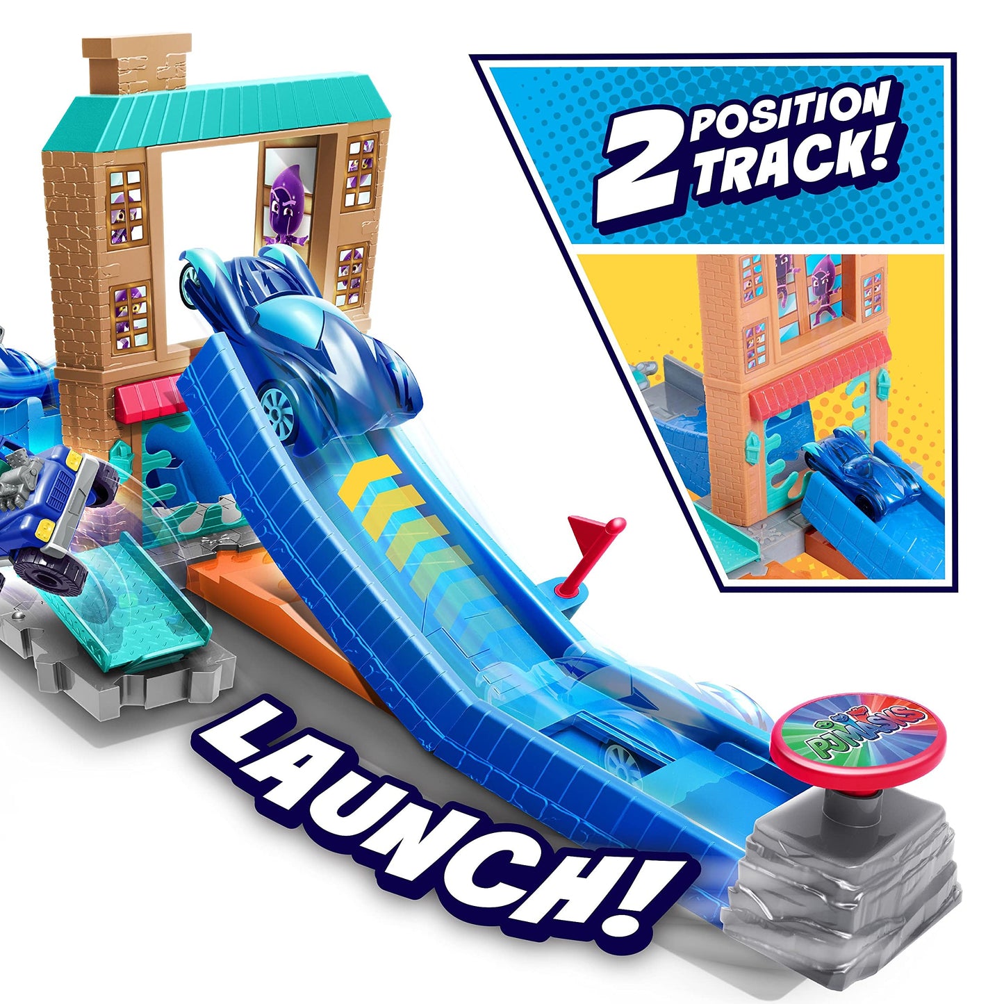 Pj Masks Die Cast Playset For 1:43 Scale Vehicles, Includes 1 Track Set And 1 Cat-Car