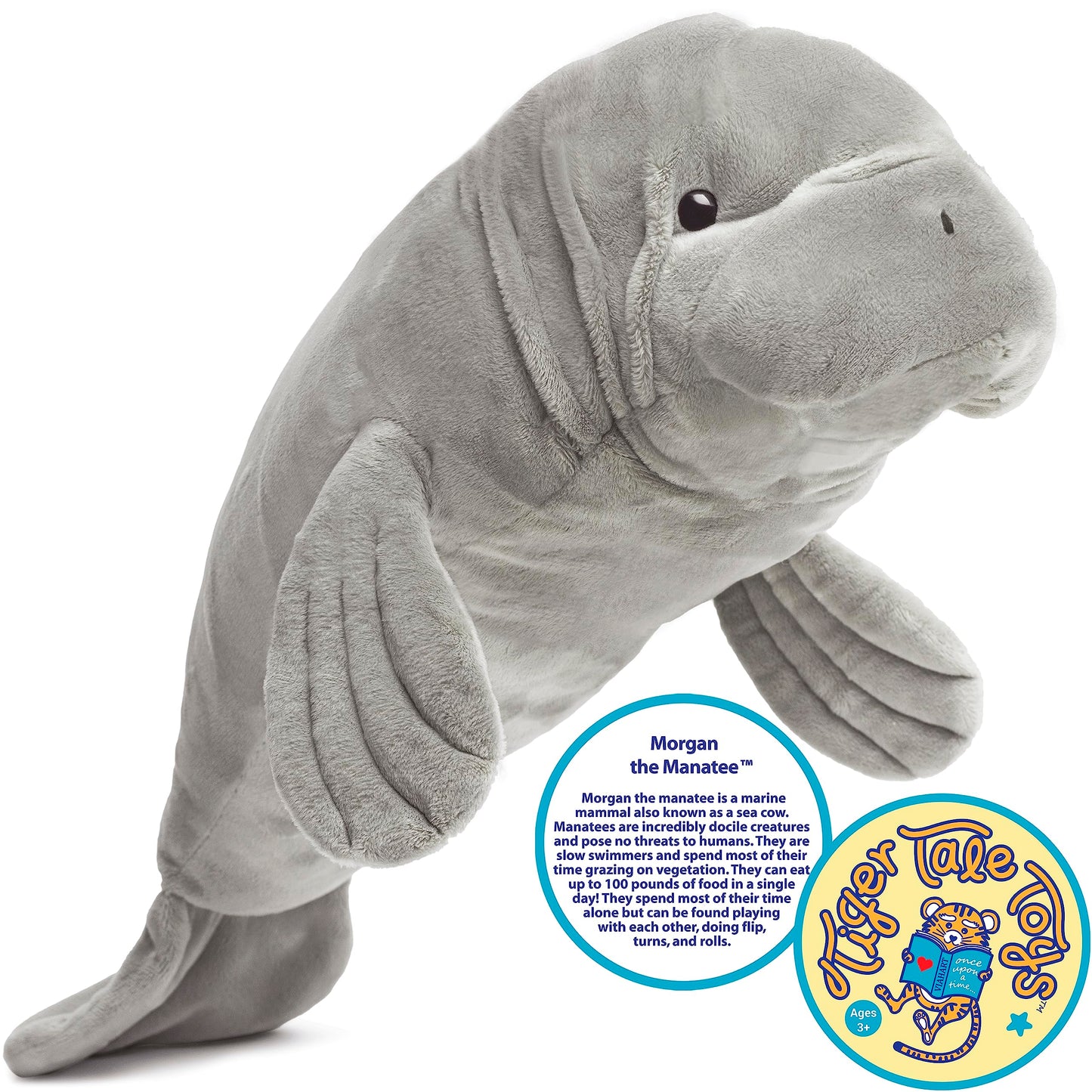TigerHart 21 Inch Stuffed Animal Plush Manatee - Multicolor, Soft Polyester, Model 00760625606987