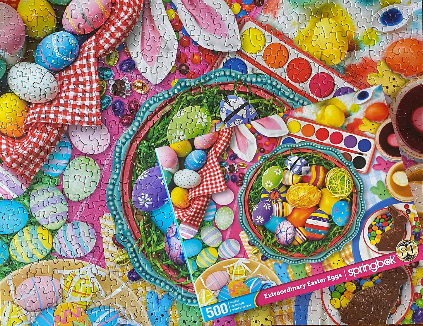 Springbok's 500 Piece Jigsaw Puzzle Extraordinary Easter Eggs - Made in USA