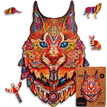 Unidragon Original Wooden Jigsaw Puzzles - Gentle Lynx, 187 Pieces, Medium Size 8.4'' ?12.7, Beautiful Gift Package, Unique Shap