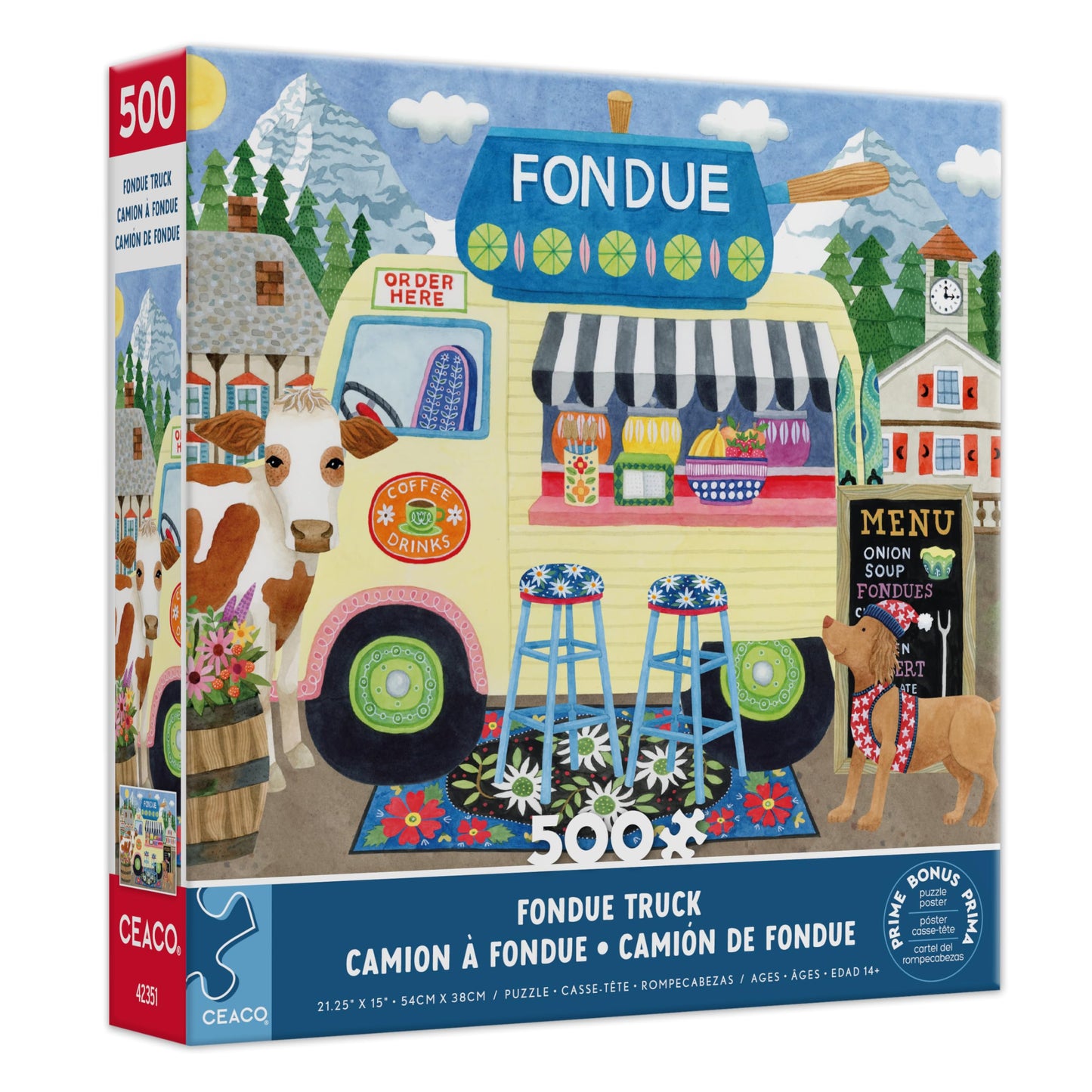 Ceaco - Stephanie Peterson Jones - Fondue Truck - 500 Piece Puzzle for Adults - Challenging and Perfect for Game Nights - Finish