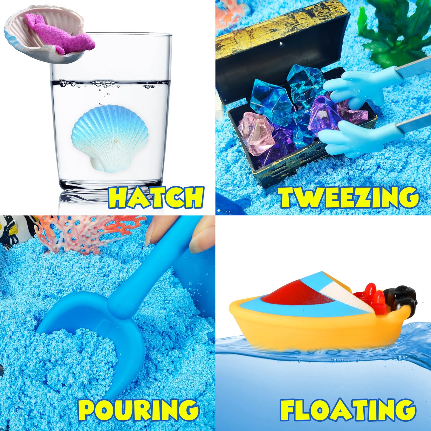 AGENTLAN Ocean Sensory Bin, Ocean Sensory Water Toys with Sea Animal for Toddlers Boys and Girls, Kids Toys Gift Sand Box for Ag