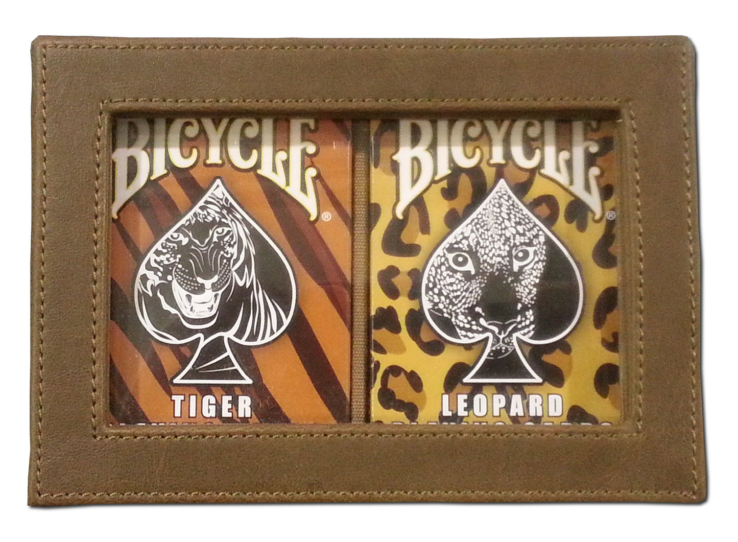 Lot 3 Bicycle Big Cats Jungle Tiger And Leopard Deck Playing Cards In Leather Case W/Free Calculator Collector