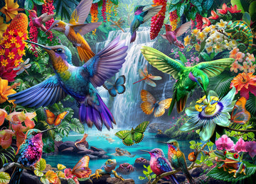 Hummingbirds Jigsaw Puzzle 1000 Piece by Vermont Christmas Company - Fully Interlocking & Randomly Shaped Pieces - 26 5/8 x 19 1/4