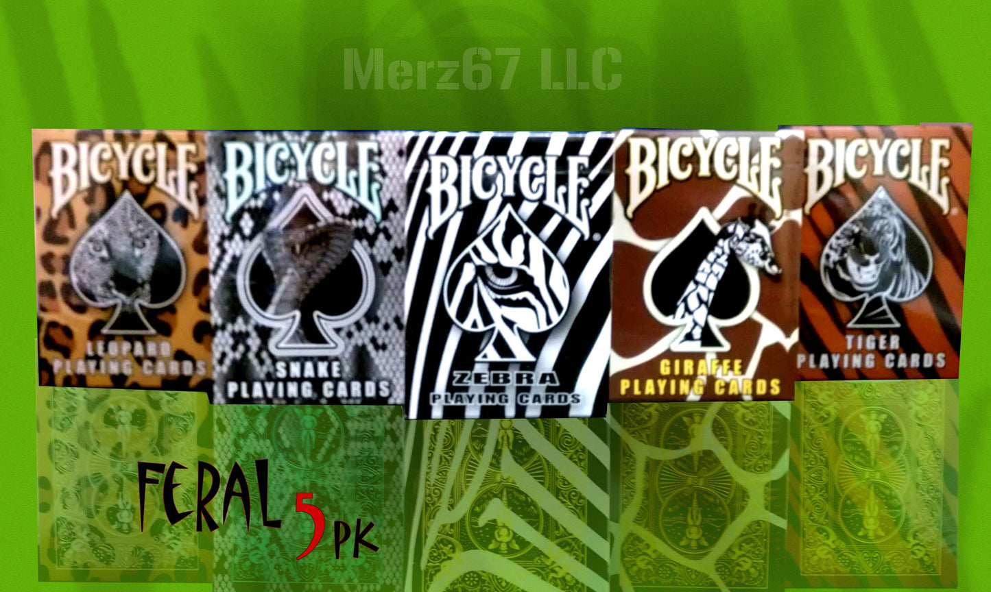 Feral 5 Pack Bicycle Playing Cards