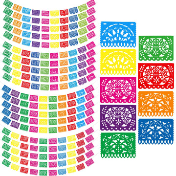Boao 20 Packs 300 ft Mexican Party Decorations Fiesta Banner Plastic Papel Picado Banner Garland Cinco De Mayo Decor Dia De Los 