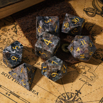 UDIXI Flame Yooperlite Gemstone Dice Set D&D Natural Stone Dice with Gift Box for Dungeons and Dragons Role Playing Game and Tab