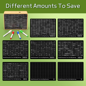 10000 Savings Box Challenge Money With 8 Targets ($500-$10K) Cash Vault Wooden Money Saving Box 10000 Piggy Bank For Kids Adults