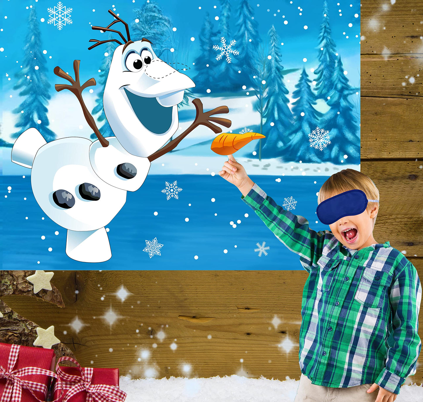 Hrency Pin The Nose on The Olaf Game for Kids Christmas Party Game for Kids Olaf Pin Game with Reusable 24Pcs Nose Stickers Birt