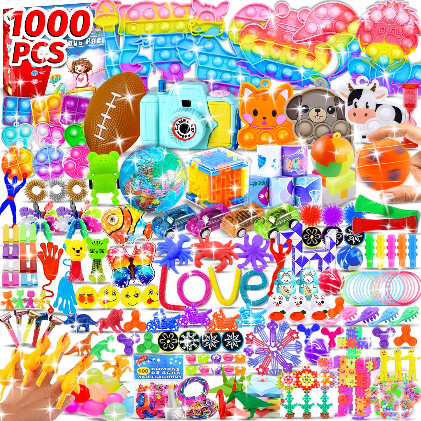 1000Pcs Party Favors For Kids Fidget Toys Pack Birthday Gift Toys Goodie Bags Stuffers Sensory Toy Treasure Box Birthday Party S