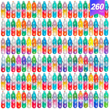 260 Pcs Pop Keychain Bulk Party Favors,Fidget Toys For Kids Bulk Mini Pop Keychain Sensory Toys Stocking Pinata Stuffers Birthda