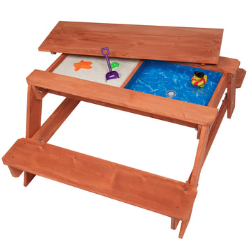 Svan 3 In 1 Indoor/Outdoor Picnic Table For Kids, Sand & Water Activity Set W Removable Top & Dual Drains For Easy Cleaning (43 