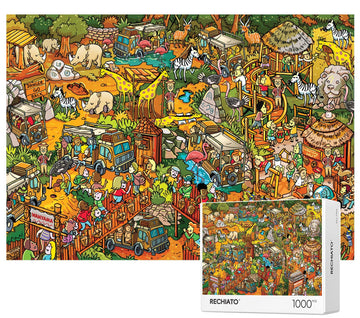 Jigsaw Puzzles for mature-themeds  1000 Pieces Animal Paradise Puzzle  Cartoon Painting Challenging Puzzles for Family Activity Game Nights Gifts Fidget Stress Relief