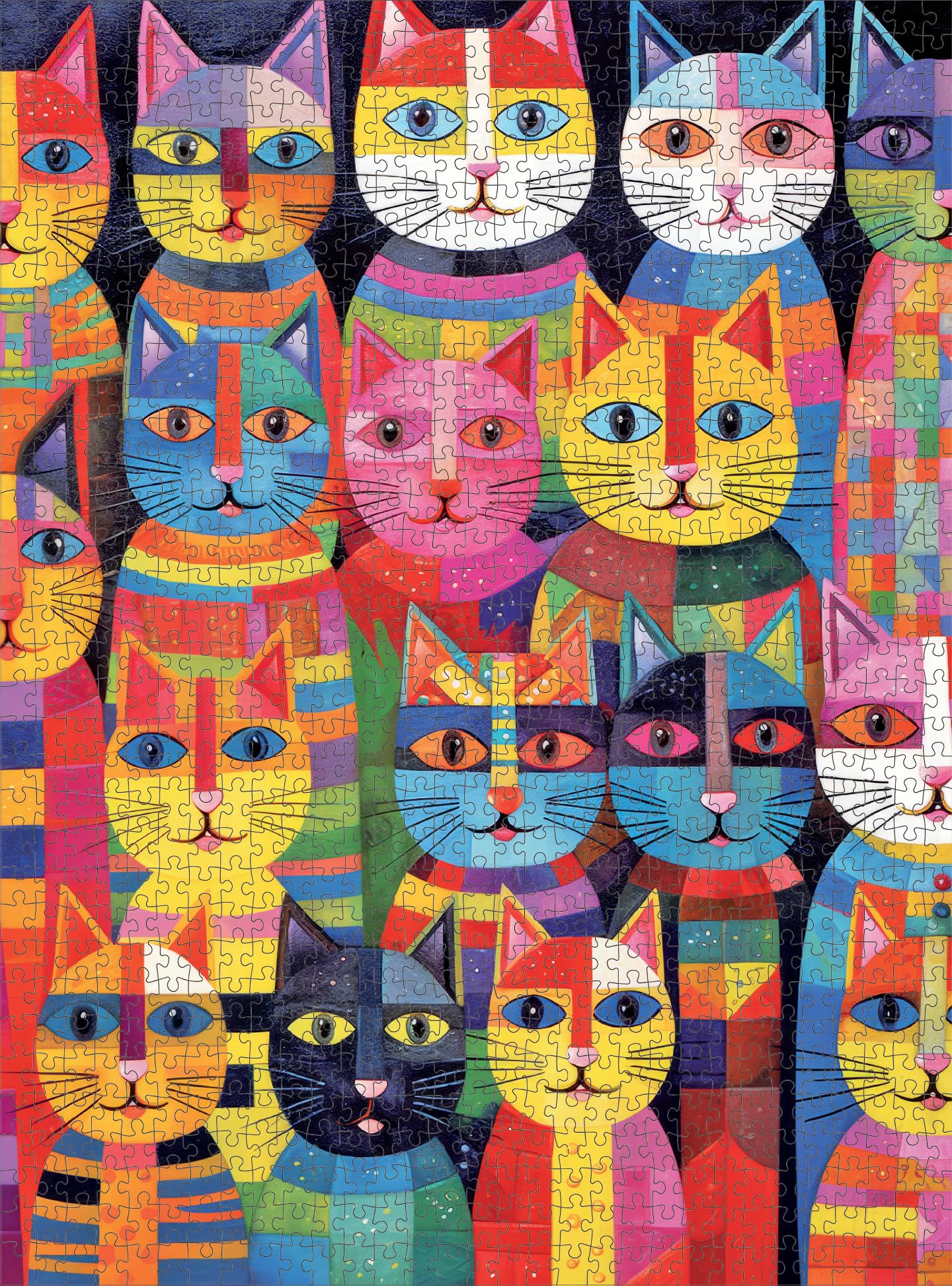 Cross & Glory 1000 Piece Jigsaw Puzzle - Rainbow Whiskers, Large Size, Satin Finish, Whimsical Cat Design, Model CG-M-057