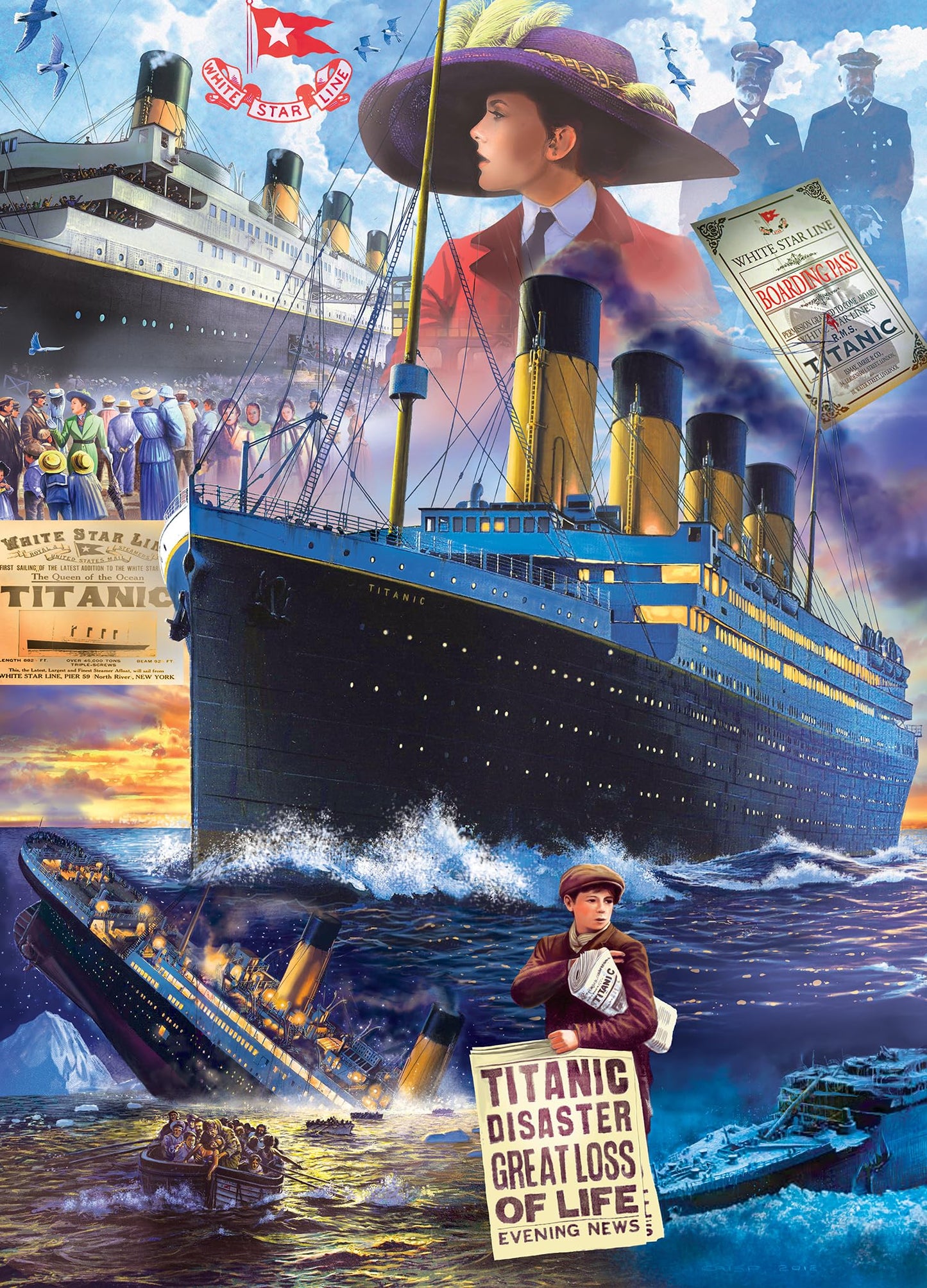 MasterPieces 1000 Piece Jigsaw Puzzle - Titanic Collage - Cardboard - 19.25"x26.75"
