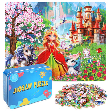 Lelemon 60 Pieces Jigsaw Puzzles For Kids Ages 4-8 Princess And Unicorns Puzzles Boys Girls Children Learning Educational Puzzle
