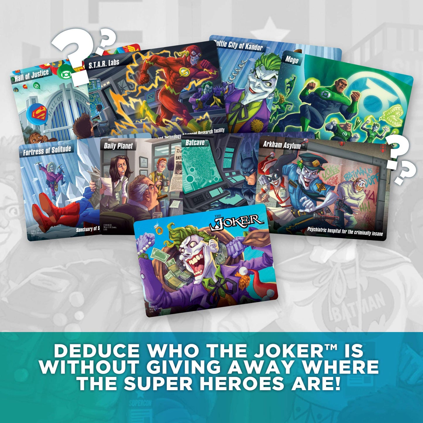 Dc Spyfall - The Perfect Party Game - Find The Joker Before Time Runs Out - For 3 To 8 Players - Board Games For Teens And Adults - Featuring Batman, Superman, Wonder Woman, And More - Ages 13+