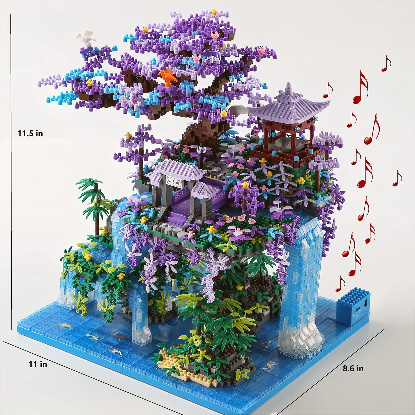 Yushinv Cherry Blossom Tree Building Set, 4574 Pcs, Symphony Model, Large Size, Plastic, Cherry Bonsai Tree Lights, Japanese Sakura House