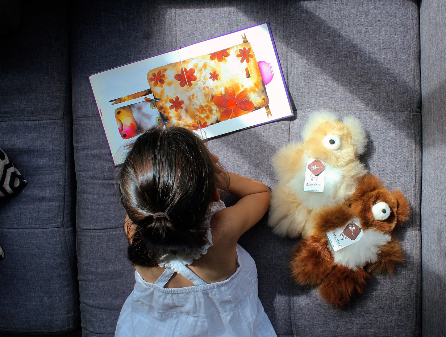 AlpacaNext Soft and Cuddly Baby Alpaca Teddy Bears - 9 inch. enhanced Alpaca Stuffed Animal Handmade on Genuine Alpaka Fur. Cute Bear (9 inches  Brown & White)