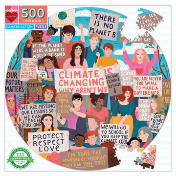 eeBoo: Piece and Love Climate Action 500 Piece Round mature-themed Jigsaw Puzzle  Jigsaw Puzzle for mature-themeds and Families  Includes Glossy and Sturdy Pieces