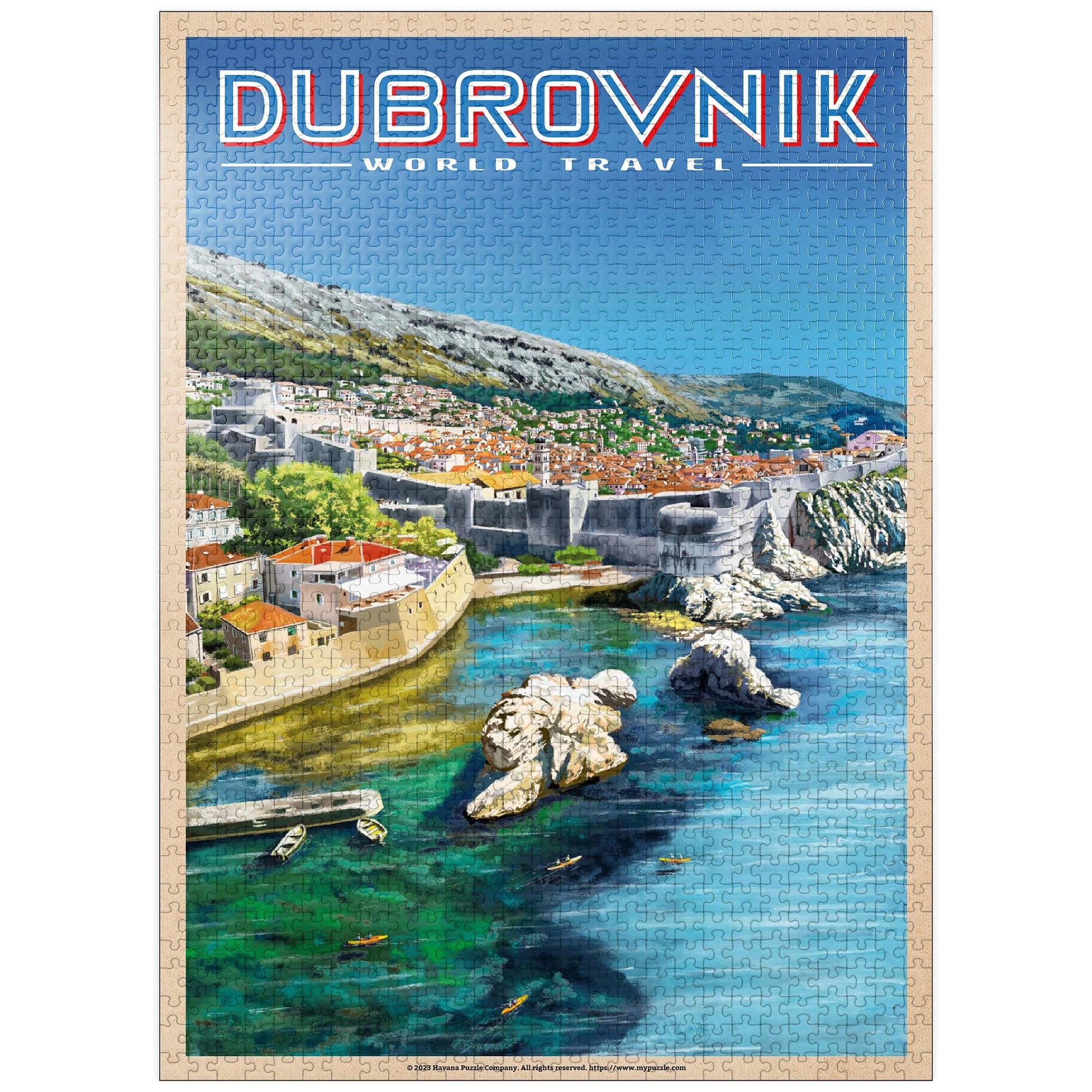 Mypuzzle Dubrovnik, Croatia - A Jewel Of The Dalmatian Coast, Vintage Travel Poster - Premium 1000 Piece Jigsaw Puzzle For Adult