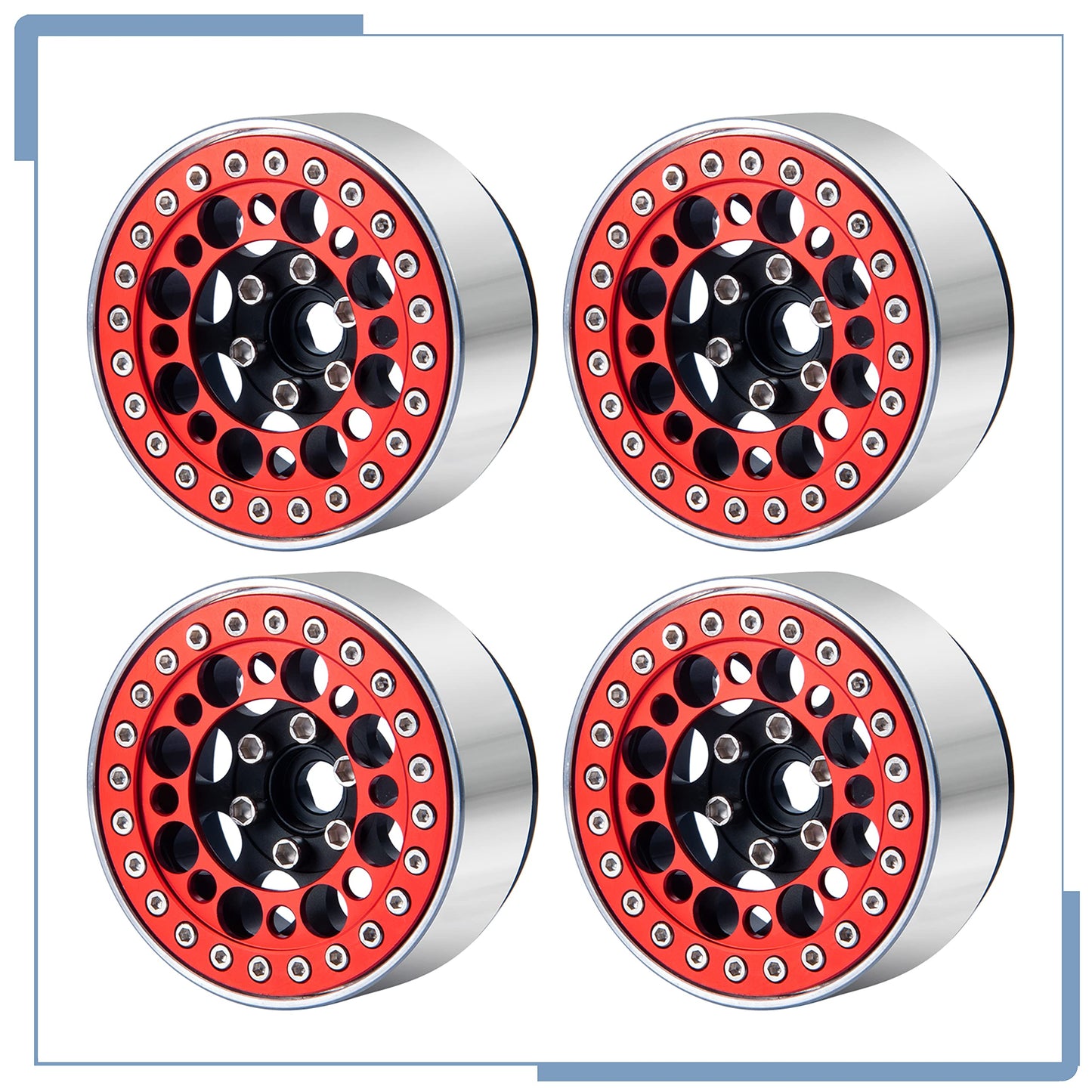 Zolikar Aluminum Alloy 1.9 Beadlock Wheel Rings Replacement Rings 4Pcs For 1/10 Scale Scx10 1.9 Beadlock Wheels Upgrades Rc Craw
