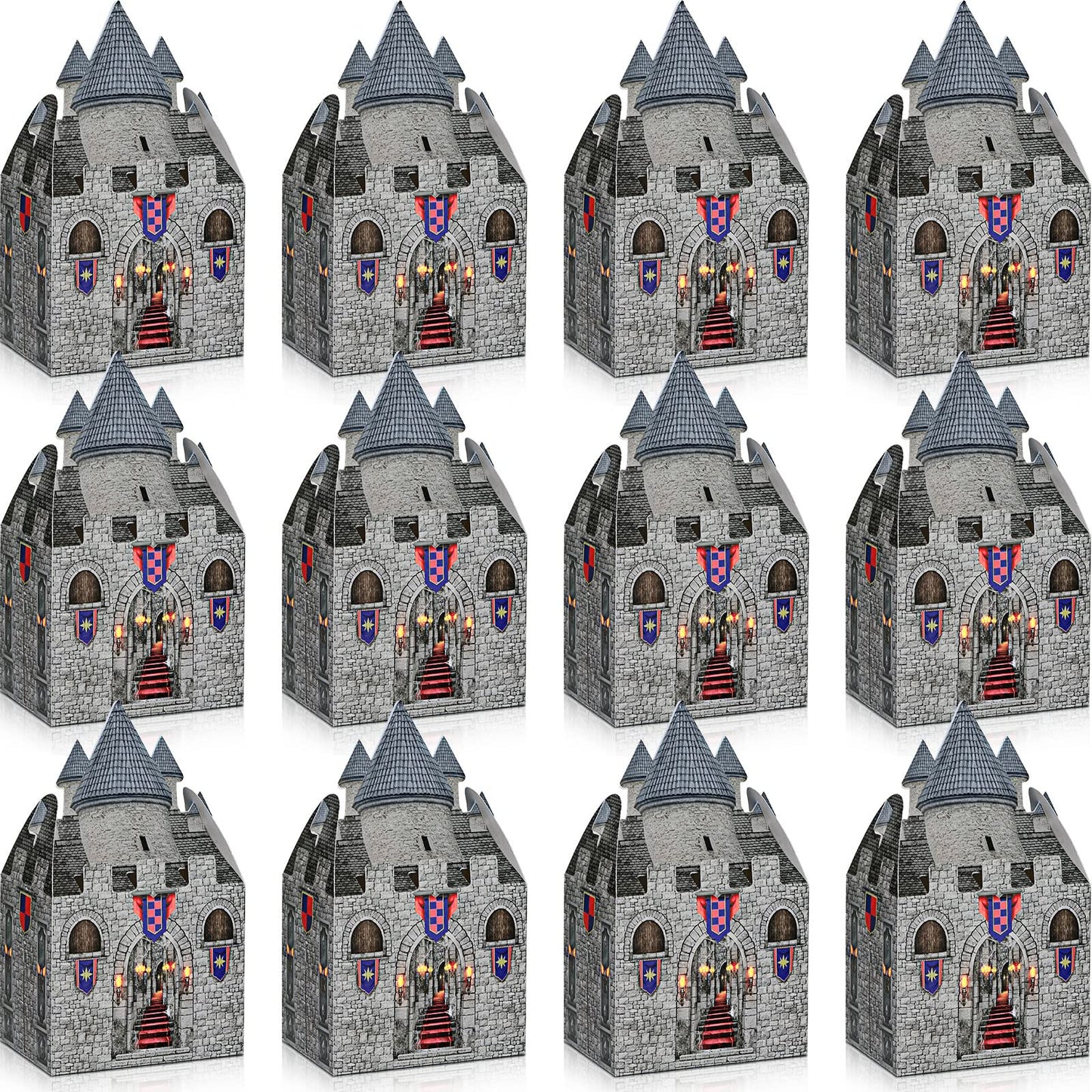 8 x 5 x 3 Inches Medieval Castle Box Cardboard Castle Halloween Knight Theme Party Supplies DIY Box for Mardi Gras Medieval Part