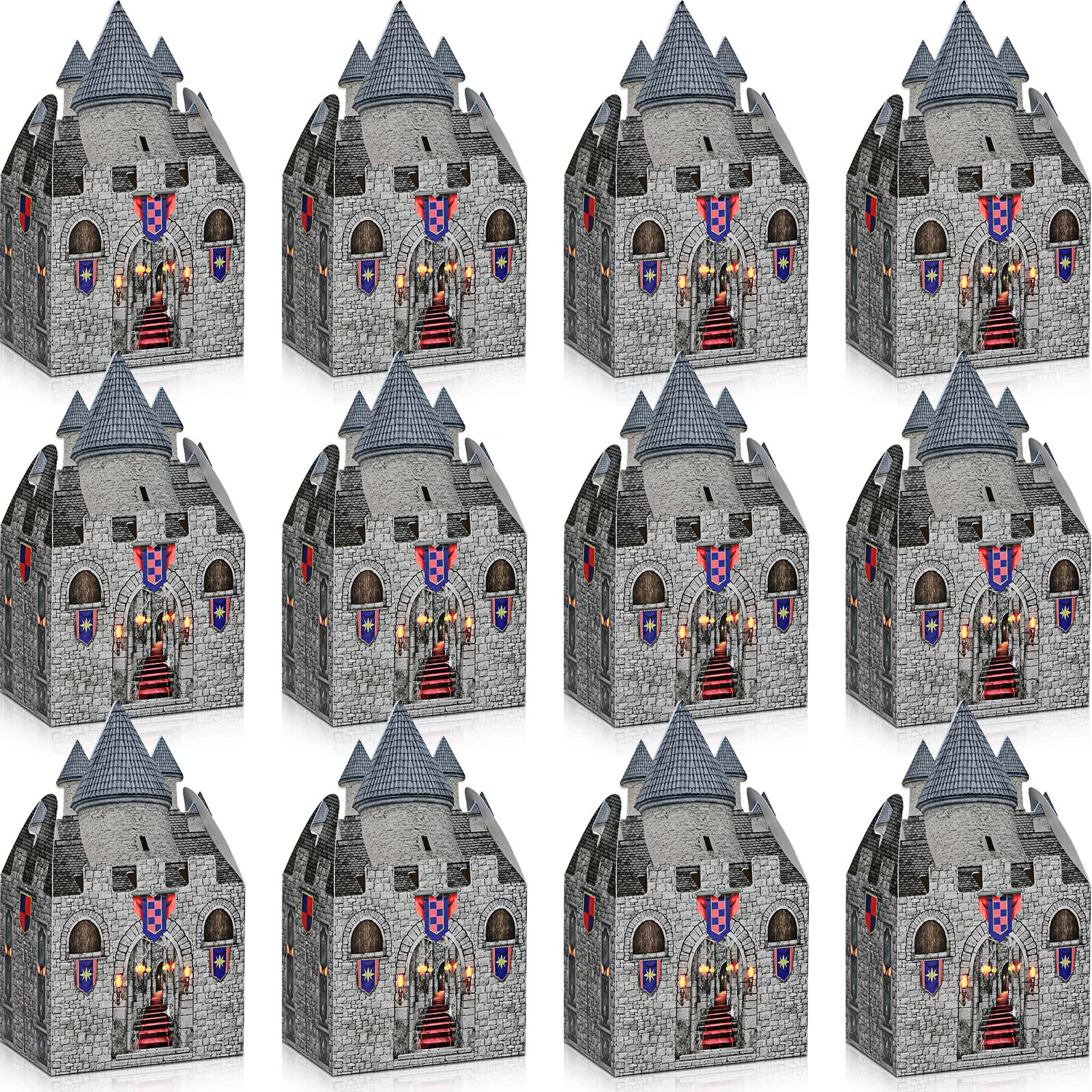 8 x 5 x 3 Inches Medieval Castle Box Cardboard Castle Halloween Knight Theme Party Supplies DIY Box for Mardi Gras Medieval Part