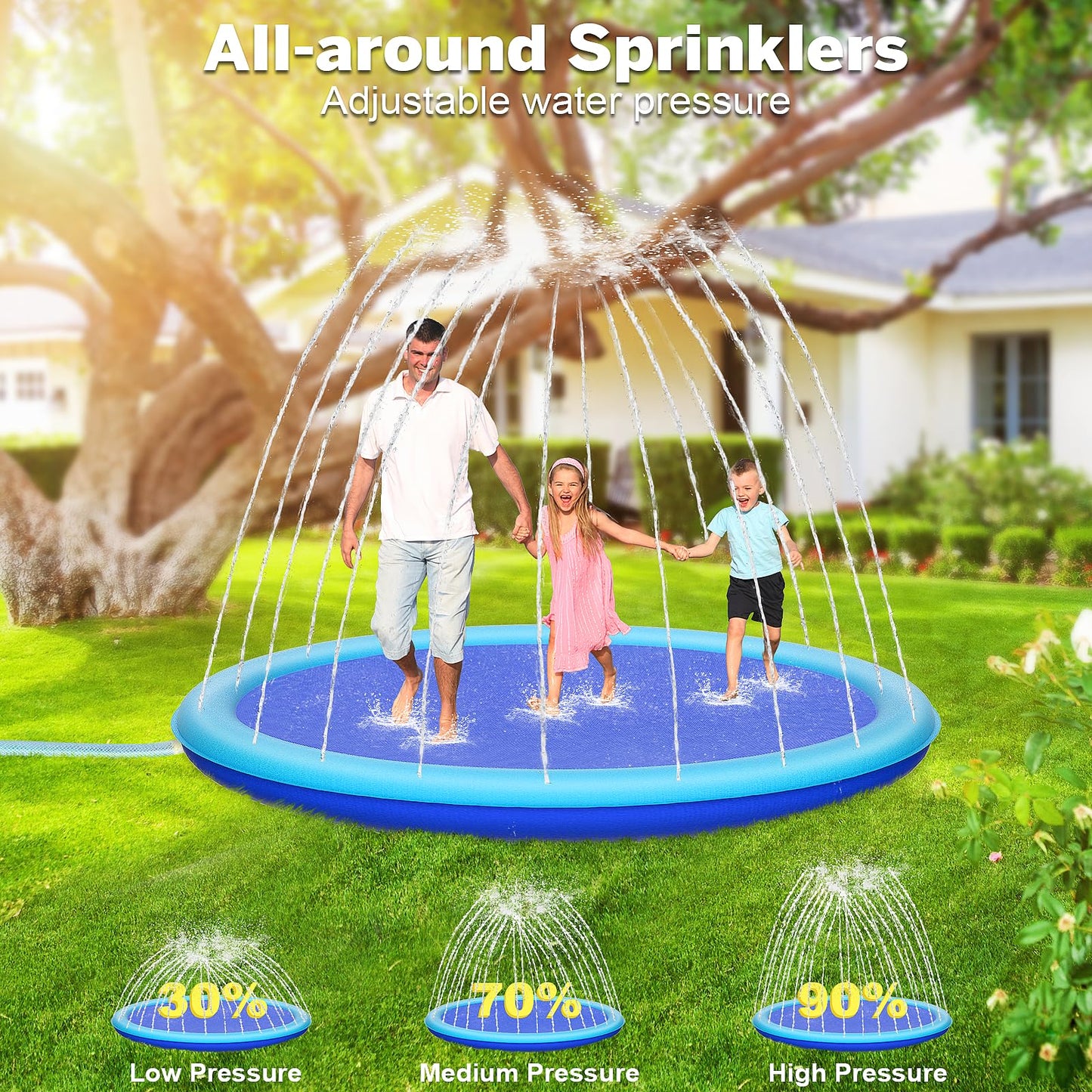 Thicken 118'' Giant Splash Pad, Non-Slip Splash Pad for Kids and Dogs, Toddler Sprinkler Pool & Splash Play Mat, Summer Outside