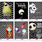 Silly Goose Gifts Nightmare Valentine's Day Classroom Exchange Cards, Set of 24, Satin Matte Cardstock, Black