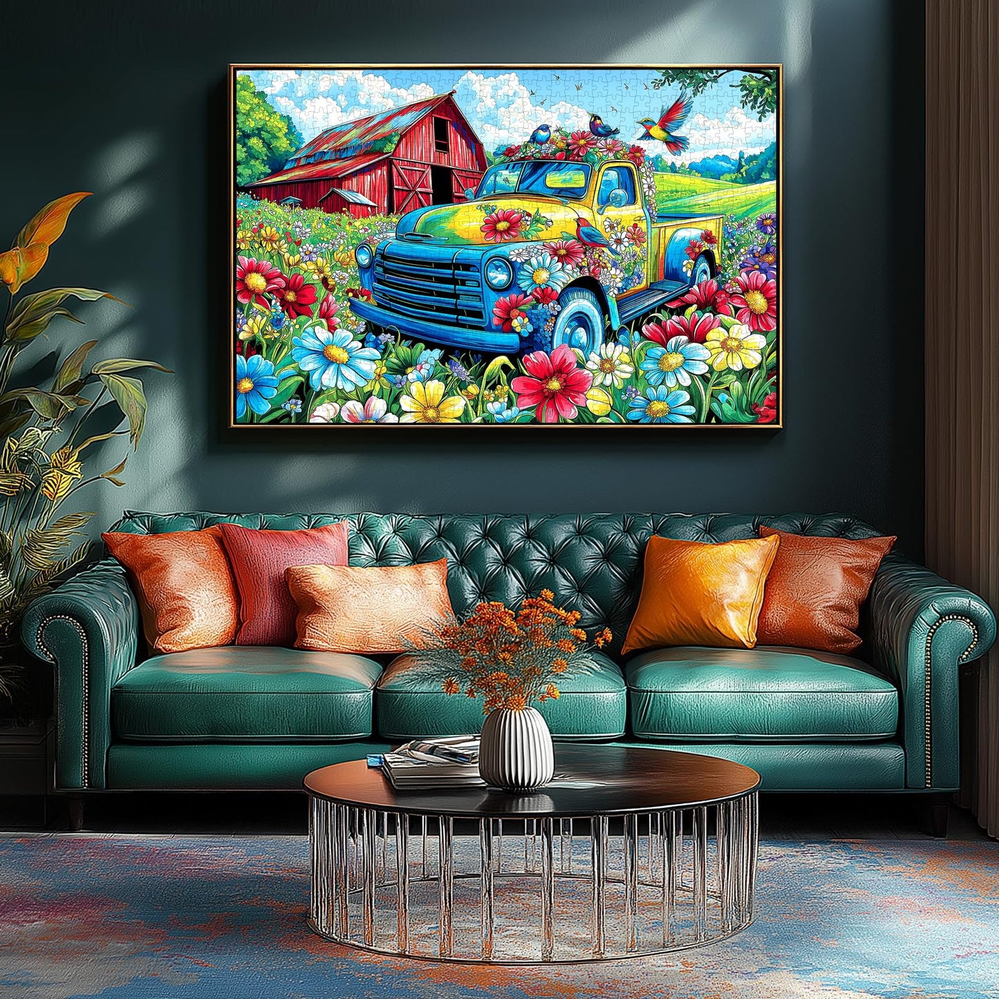 1000 Piece Puzzles For Adults Clearance, Graffiti Pickup Truck & Hummingbird Puzzle For Adults, Challenge Art Jigsaw Puzzle, For