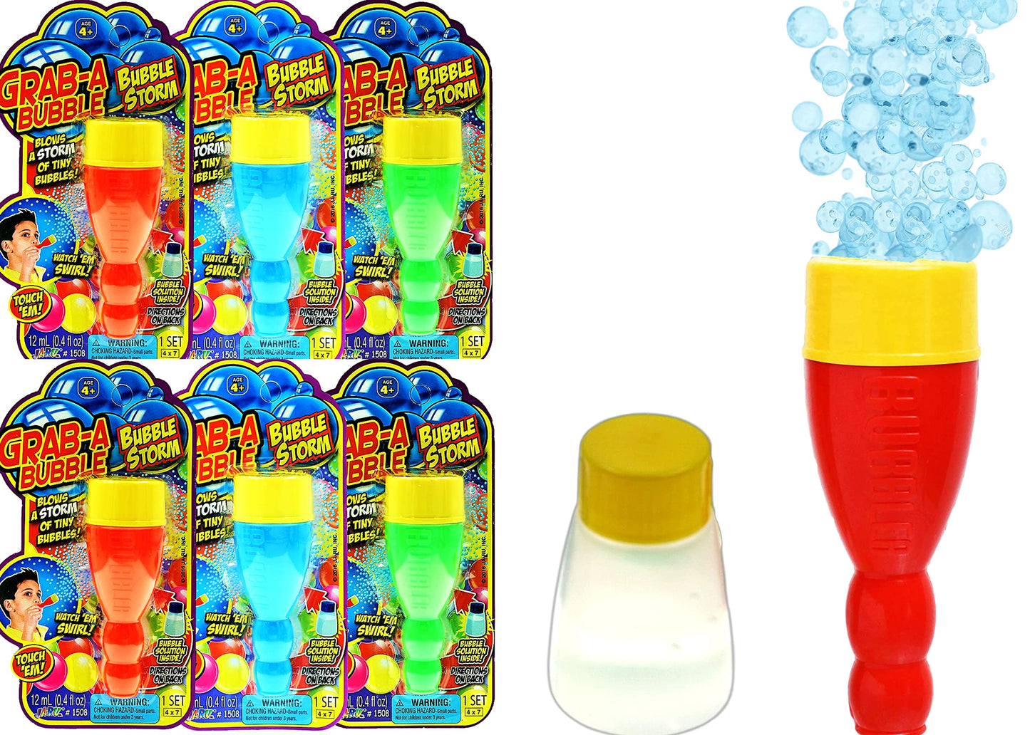 JA-RU Grab a Bubble Storm Touchable Bubbles Blowing Toy (6 Pack) I Hundred of Touching Bubbles Soap Solution Toy Favors I Party 