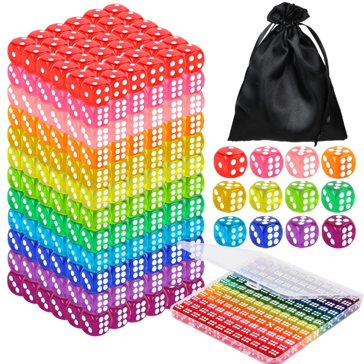 120 Pcs Colored Dice Bulk Set 14 Mm Polyhedral Dice 6 Sided Standard Dices With Storage Bag For Table Board Games Classroom Math