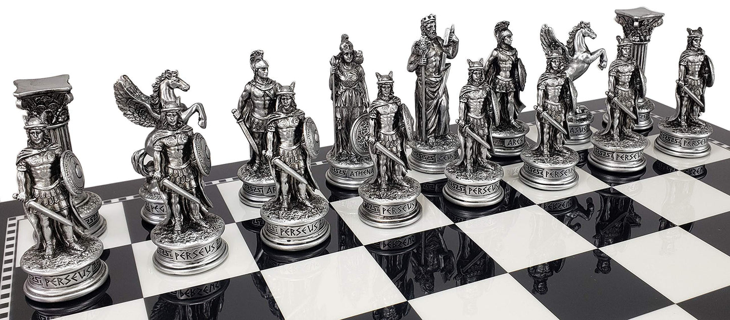 Greek Mythology Olympus Gods Zeus Vs Poseidon Set Of Chess Men Pieces Bronze And Pewter Color - No Board