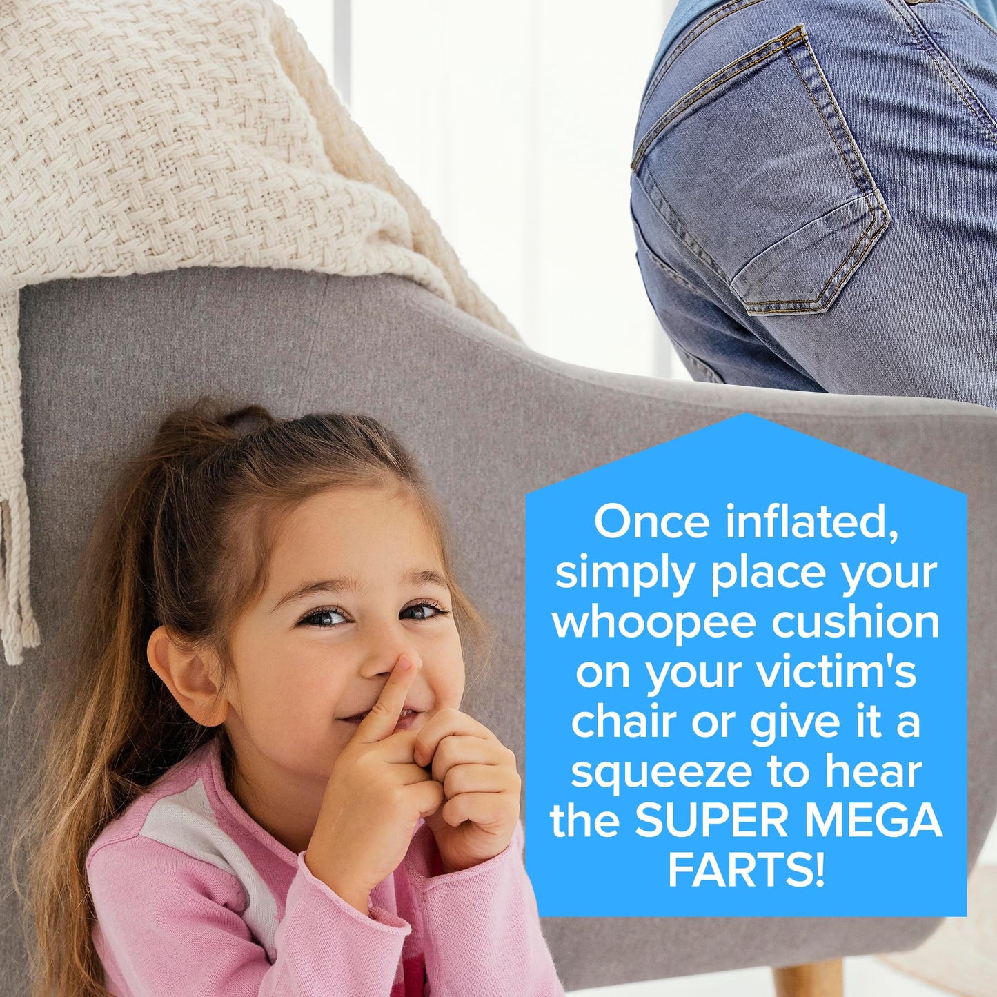 Laughing Smith 16 Inch Whoopee Cushion - Giant Whoopee Fart Toy For Kids - Makes Great Big Mega Woopie Fart Sounds - The Funniest Fart Game, Joke Or Gag Gift Woopy Cushions