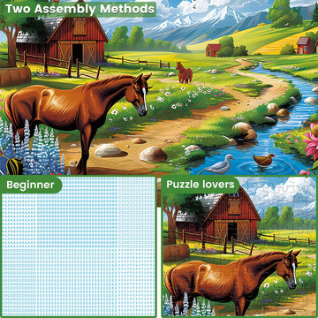 300 Pieces Puzzles For Adults Horse Puzzles Games Brain Teaser Thick Paper Animals Puzzles Pieces Fit Together Challenging Puzzles For Adult Children Elderly Gift Toy 20.5 X 15 In