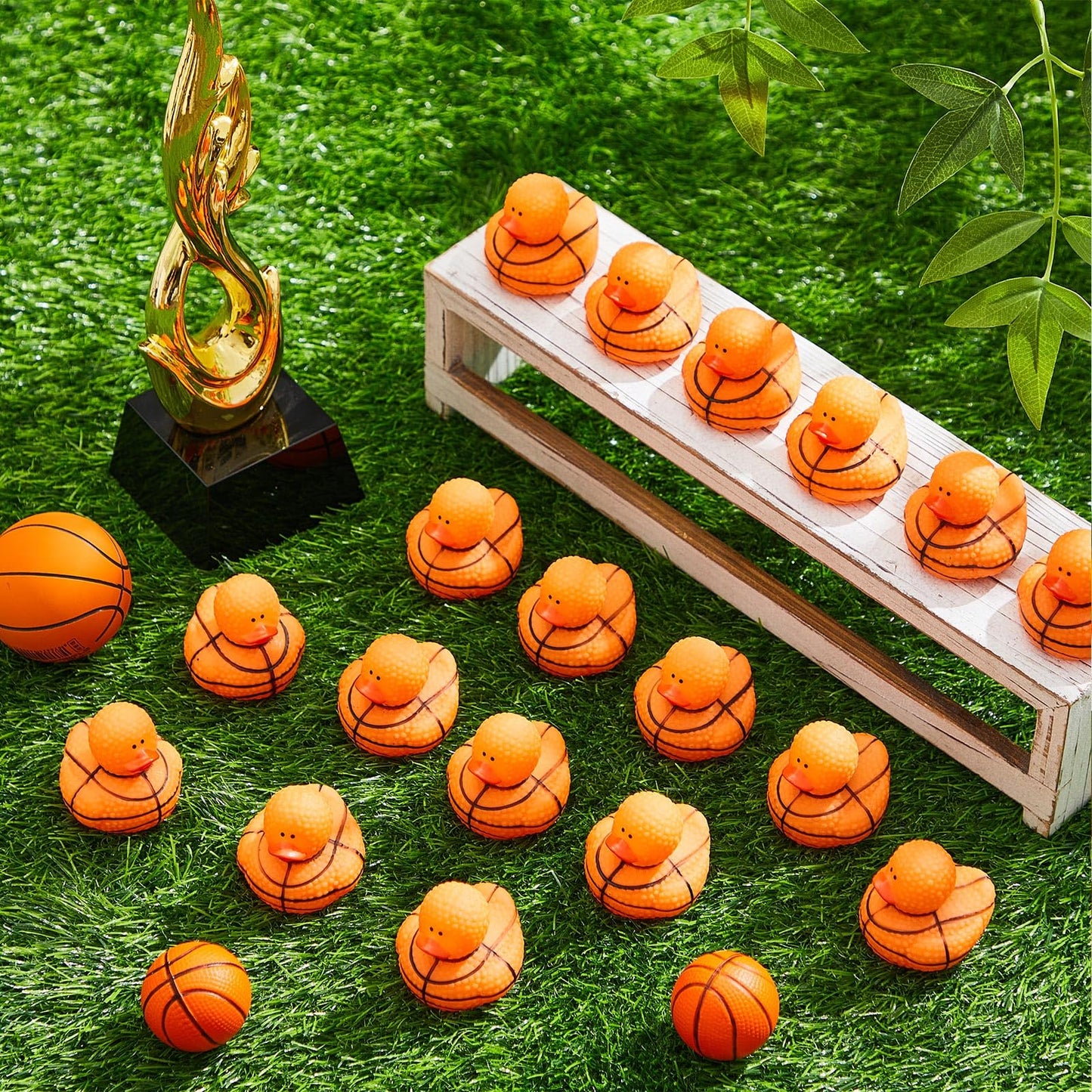 DEEKIN 24 Pcs Basketball Middle Rubber Ducks 2 Inch Sports Themed Rubber Ducks for Party Favors Sports Events Summer