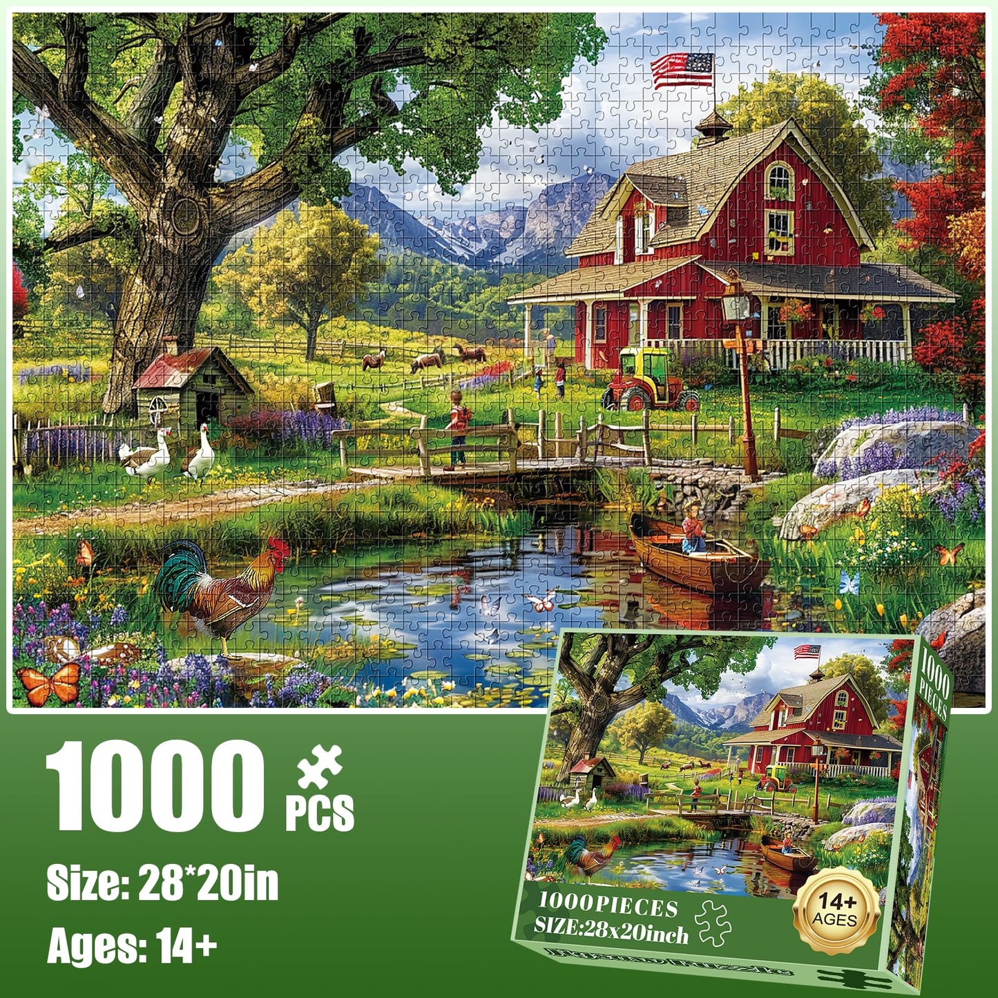 1000 Piece Puzzle For Adults - Country Clubhouse Puzzle For Adults Children - Recycled Paper Jigsaw Puzzle 1000 Pieces - Fun And