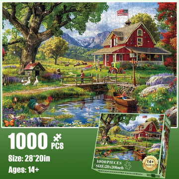 1000 Piece Puzzle For Adults - Country Clubhouse Puzzle For Adults Children - Recycled Paper Jigsaw Puzzle 1000 Pieces - Fun And