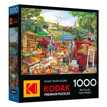 RoseArt 1000 Piece Jigsaw Puzzle - Kodak Premium Red Trucks Farm Market, Multi, Cardboard, 19.25" x 26.63", Model 8700ZZDS