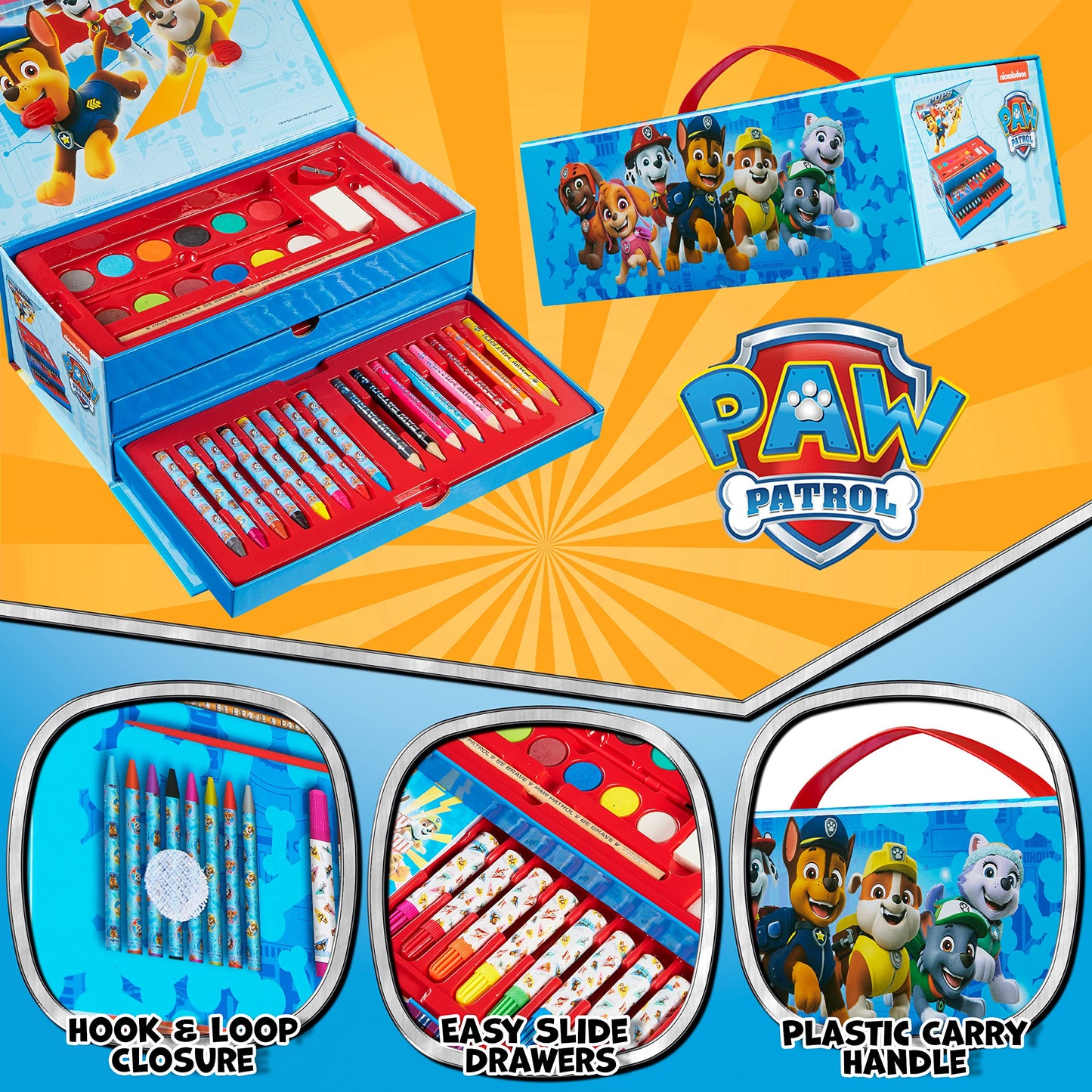 Paw Patrol Colored Pencils Art Supplies Kids Set Coloring Stationery Girls Boys Drawing Pencils Supplies Travel Case with Crayon