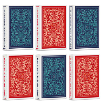 Timenued Playing Cards 6 Pack,Plastic Waterproof Playing Cards Bulk For Adults,6 Decks Of Poker Cards Professional Set,Wide Poke
