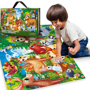 Quokka Giant Floor Puzzles For Kids Ages 4-6 - 2X3 Feet Extra-Thick 48 Pieces Toddler Puzzle Ages 3-5 – Forest Educational Activity For Boys Girls – Premium Box With Sturdy Handle & Magnetic Closure