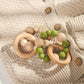 Promise Babe Silicone & Beech Baby Teether Retro Color Bracelet 2Pc Set Wooden Nursing Bracelet