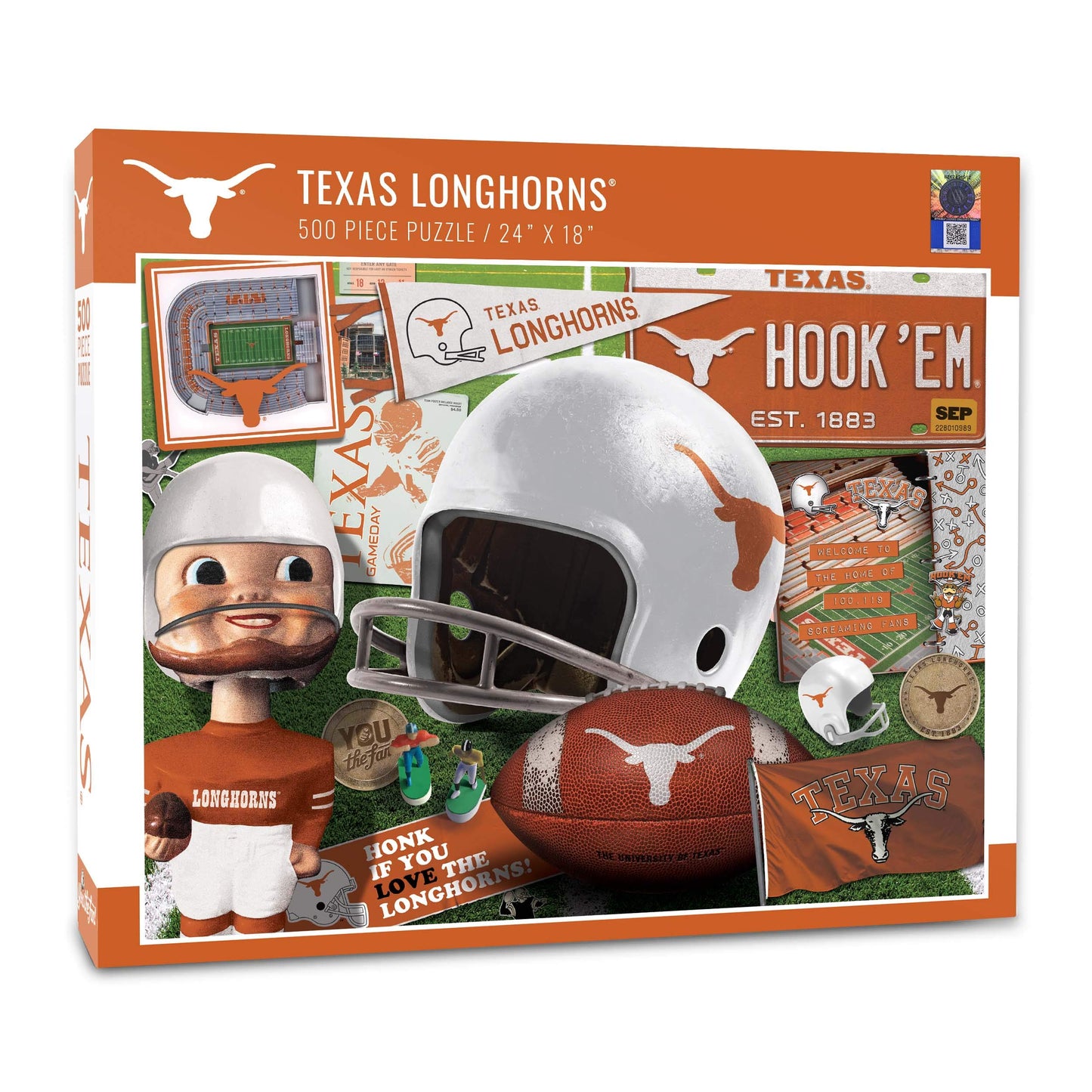 YouTheFan NCAA Texas Longhorns Retro Series Puzzle - 500 Pieces, Team Colors, Large