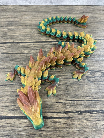 Munnygrubbers - Xl 26' Crystal Dragon Fidget Toy - Heavy Duty - 3D Printed Flexible Articulating Dragon Plastic Collectible Figurine - Surprise Egg Compatible - (Autumn Dragon)