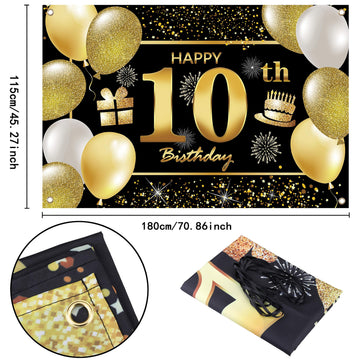 10Th Happy Birthday Banner Birthday Decorations For Men Birthday Party Decorations Birthday Backdrop
