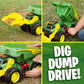 John Deere 18 2-N-1 Dig Rig Toy Dump Truck and Front Loader with Lights, Sound and Motor with Dual Joystick Controllers, Extra L