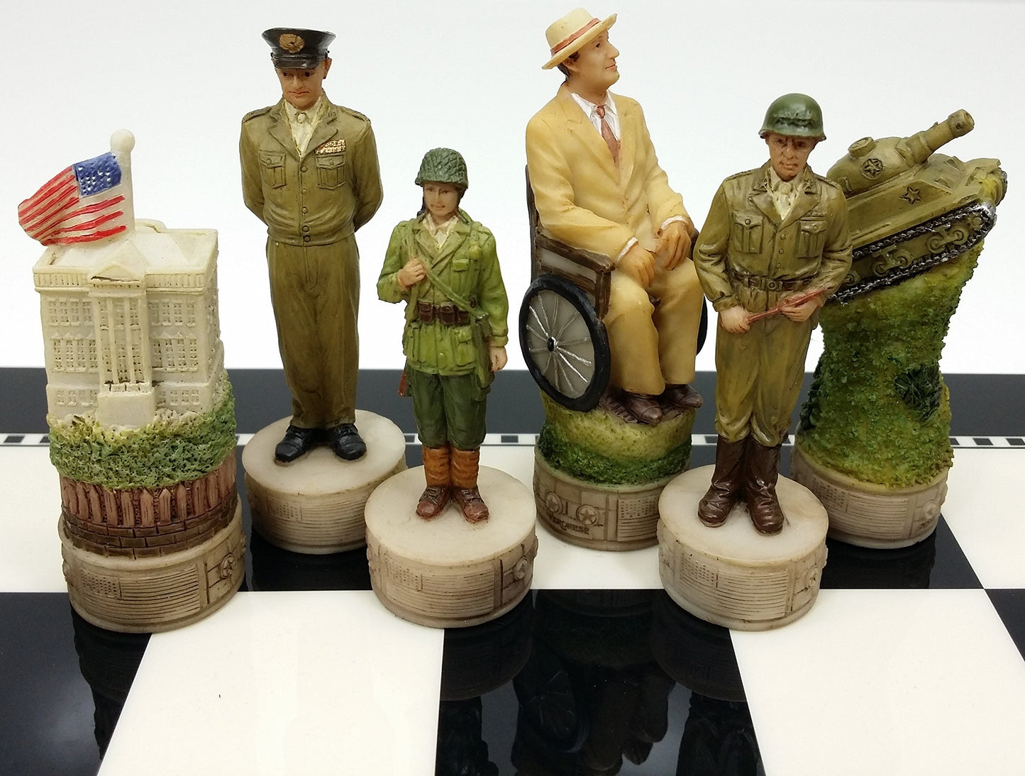 World War 2 WW2 Set of Chess Men Pieces Hand Painted - NO Board